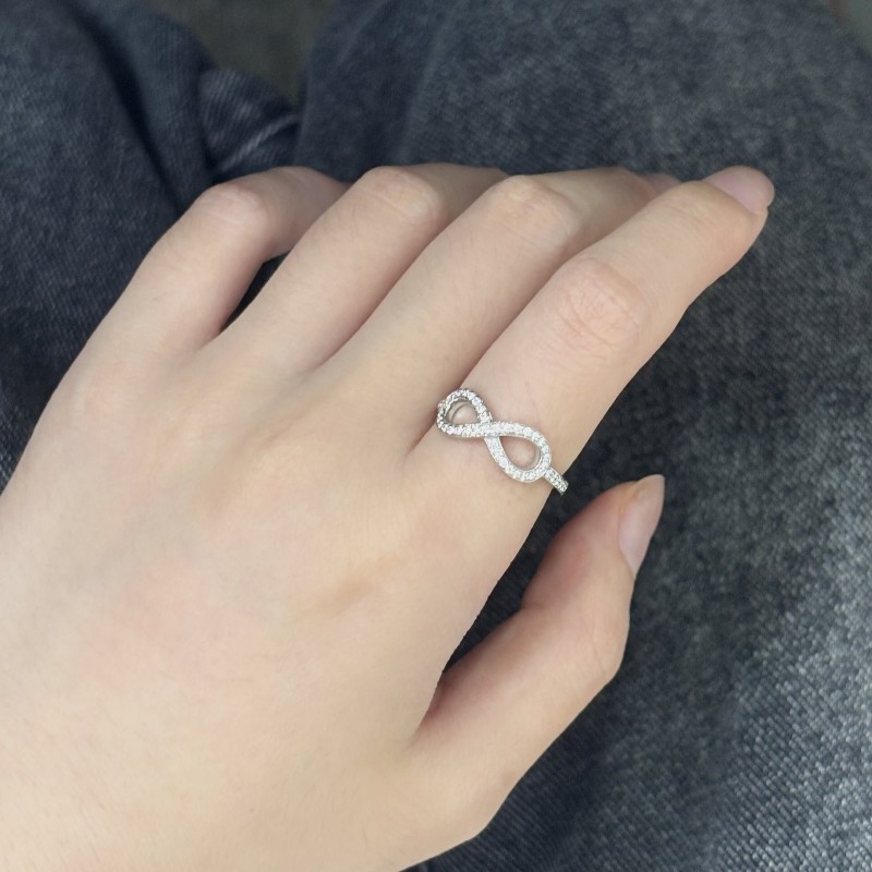 Tiffany 鉑金 蝴蝶結 滿鑽 戒指 歐碼50碼 美碼5 有盒子-5