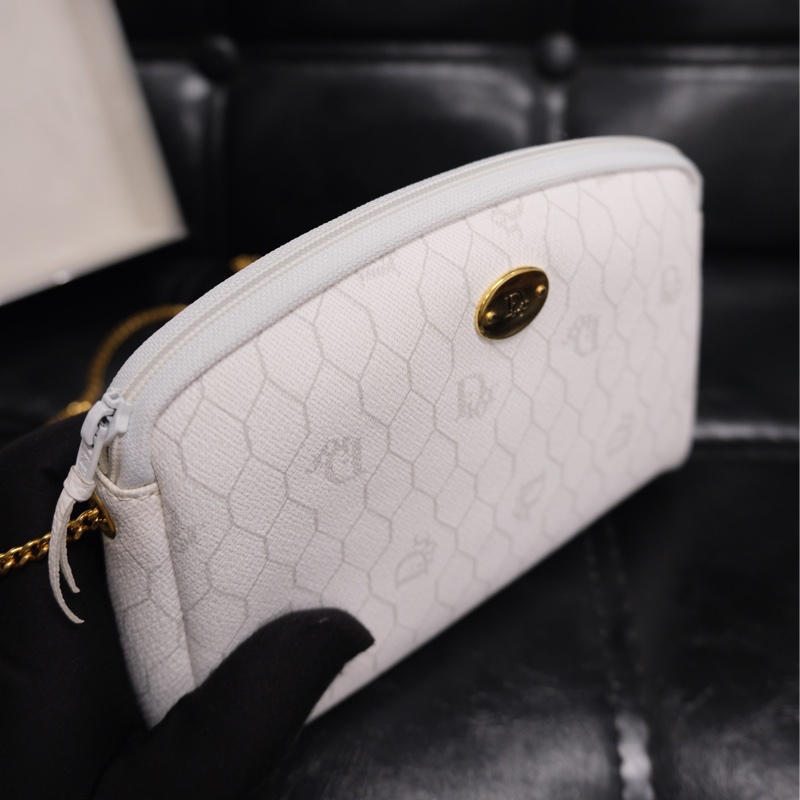 Dior Honeycomb Chain Bag 迪奧中古白色蜂巢老花鏈條包/相機包/斜挎包-7