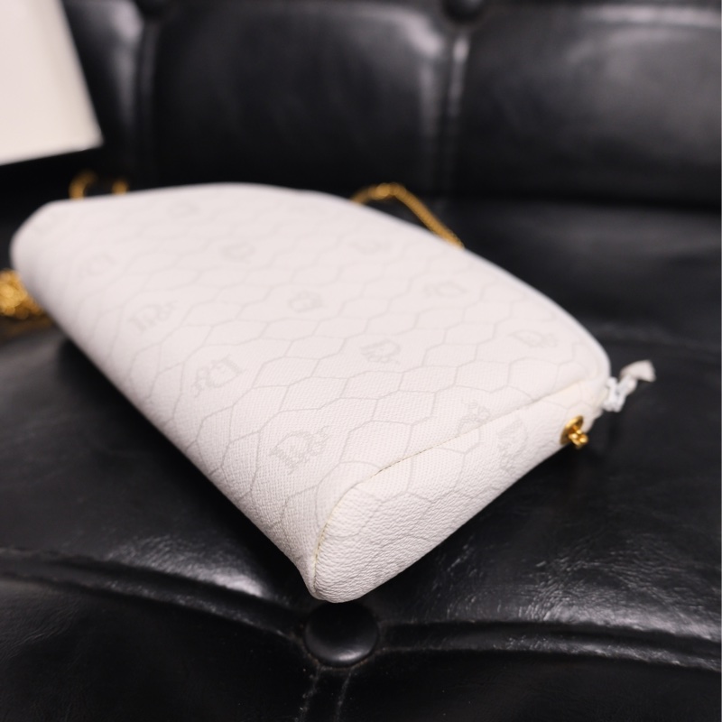 Dior Honeycomb Chain Bag 迪奧中古白色蜂巢老花鏈條包/相機包/斜挎包-13