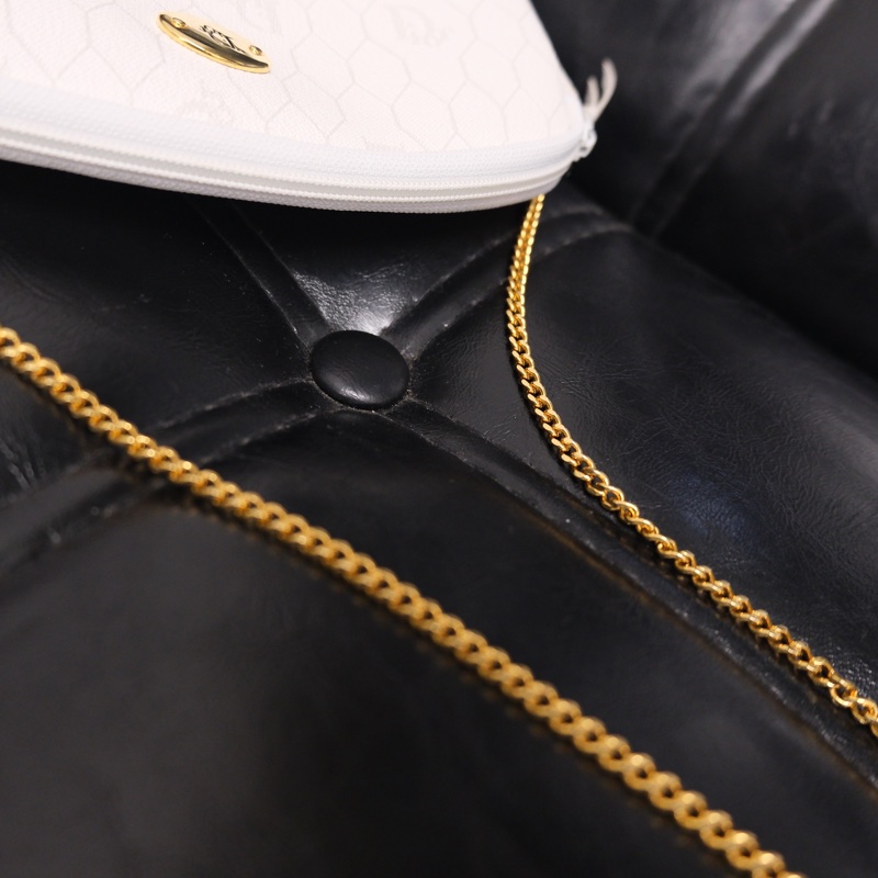 Dior Honeycomb Chain Bag 迪奧中古白色蜂巢老花鏈條包/相機包/斜挎包-10