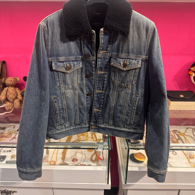 YSL 牛仔外套羊羔毛/王吉娜古董精品-0