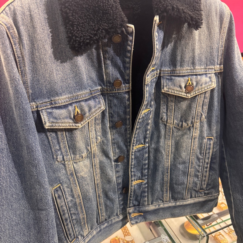 YSL 牛仔外套羊羔毛/王吉娜古董精品-3