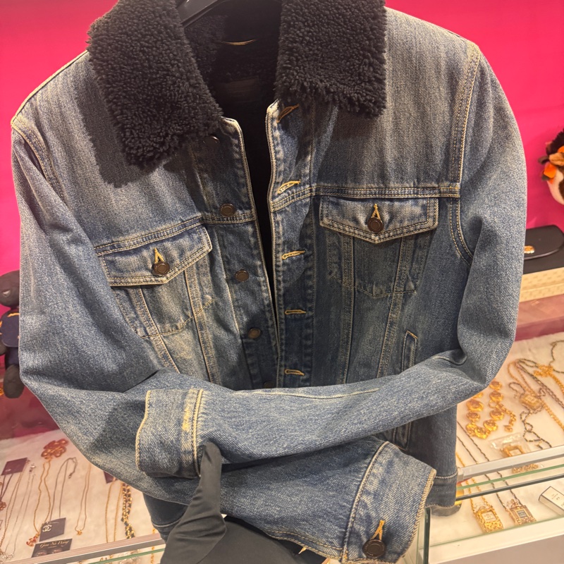 YSL 牛仔外套羊羔毛/王吉娜古董精品-5