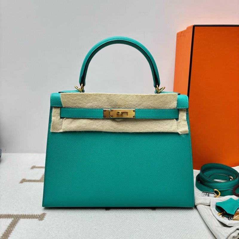 愛馬仕 Hermes Kelly28 維羅納綠 金扣 D刻 配件全套-0