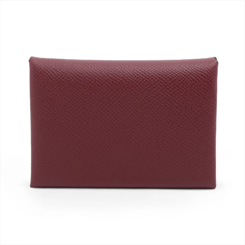 Hermes Calvi Duo Epsom Coin Purse Brown Silver 愛馬仕零錢包 卡夾 卡套 stamp B: 2023-0