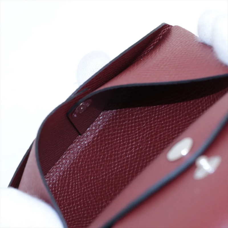 Hermes Calvi Duo Epsom Coin Purse Brown Silver 愛馬仕零錢包 卡夾 卡套 stamp B: 2023-6