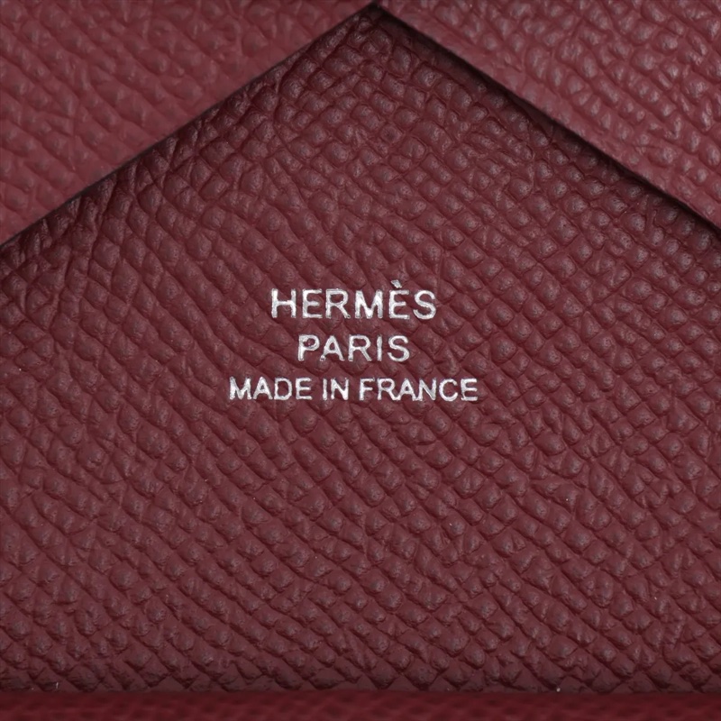 Hermes Calvi Duo Epsom Coin Purse Brown Silver 愛馬仕零錢包 卡夾 卡套 stamp B: 2023-7