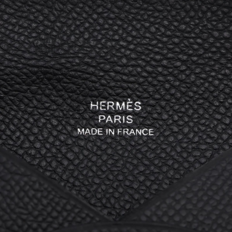 Hermes Calvi Veau Epsom Card Case Black Silver 愛馬仕卡包 卡夾 stamp W: 2024-6