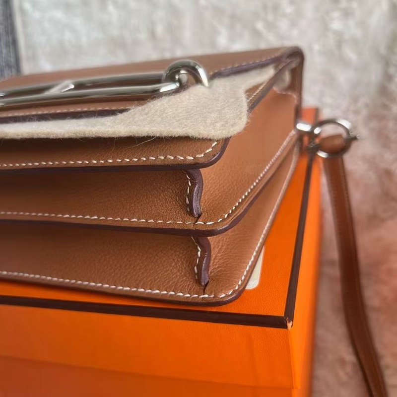 🌈Hermes🧡Mini Roulis 19🧡金棕銀扣🌈全套有單🧡99新🌟gold color🌟evercolor皮🌟-3