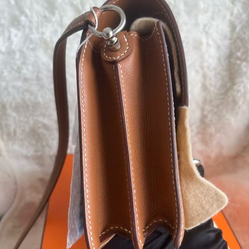 🌈Hermes🧡Mini Roulis 19🧡金棕銀扣🌈全套有單🧡99新🌟gold color🌟evercolor皮🌟-4