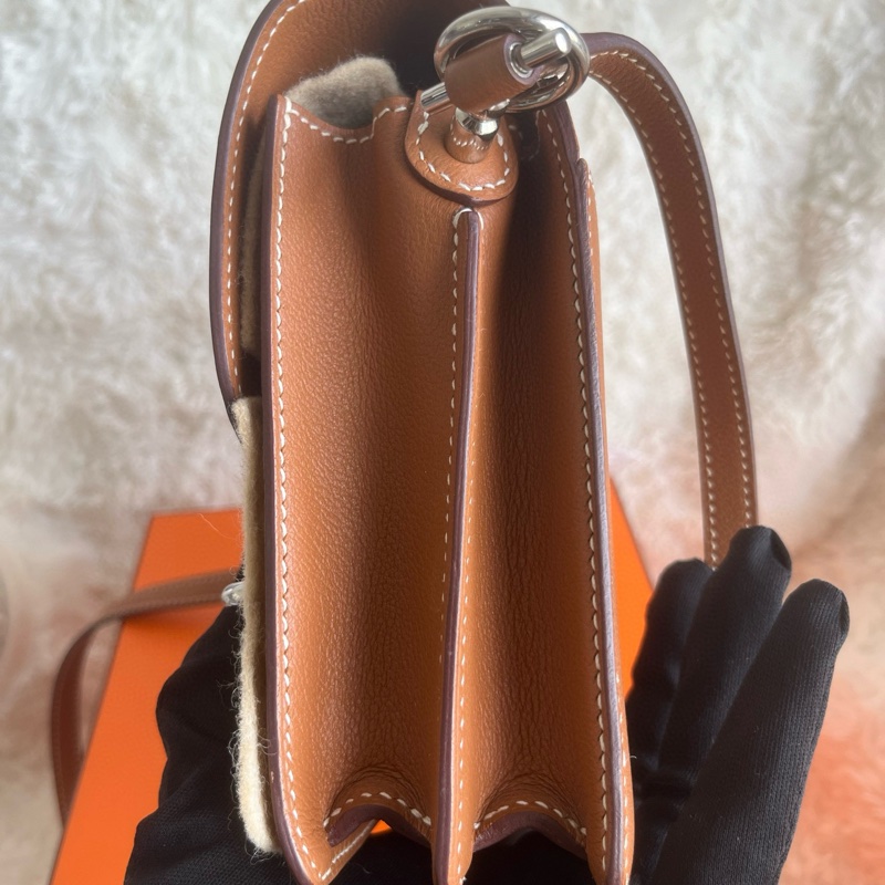 🌈Hermes🧡Mini Roulis 19🧡金棕銀扣🌈全套有單🧡99新🌟gold color🌟evercolor皮🌟-5
