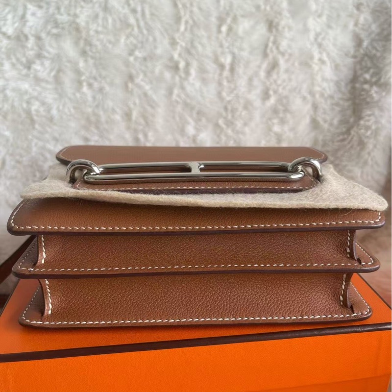 🌈Hermes🧡Mini Roulis 19🧡金棕銀扣🌈全套有單🧡99新🌟gold color🌟evercolor皮🌟-7