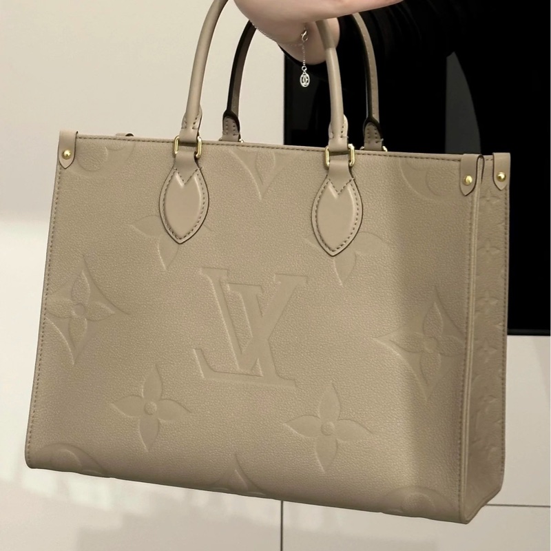 超低價99新🆕Lv小號大象灰牛皮壓紋onthego 手提托特包-1