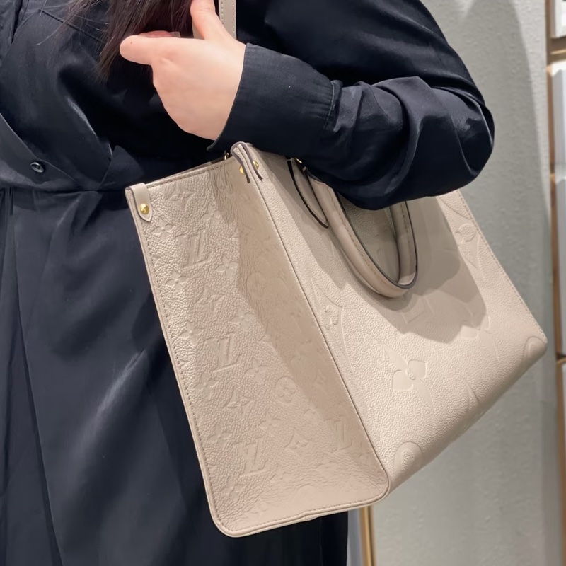 超低價99新🆕Lv小號大象灰牛皮壓紋onthego 手提托特包-3