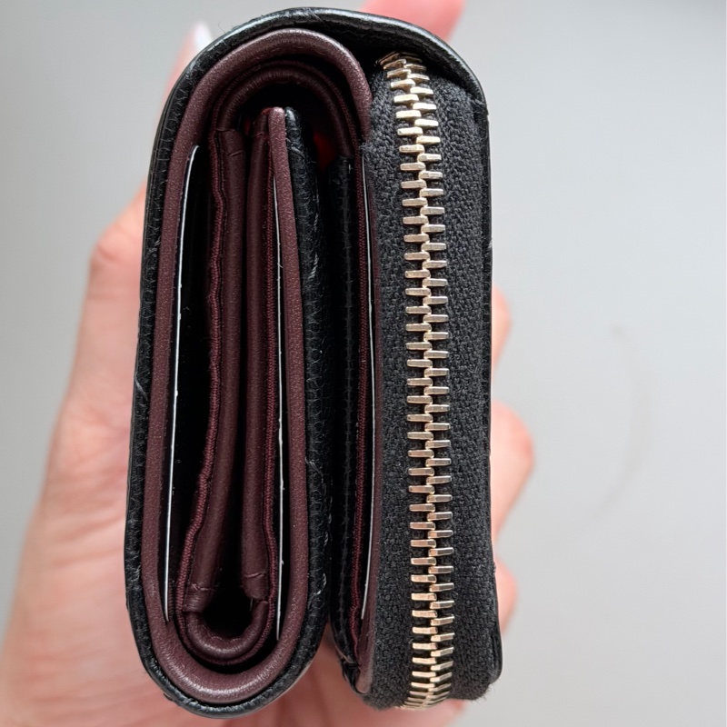 Chanel L型拉鍊三折迷你短夾/黑金/芯片款/95新-2