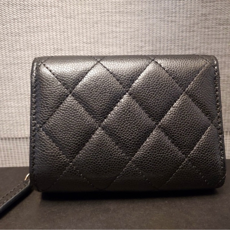 Chanel L型拉鍊三折迷你短夾/黑金/芯片款/95新-7