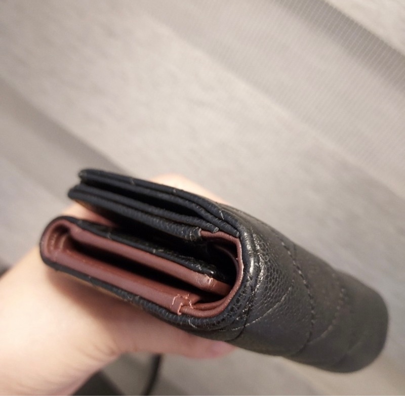 Chanel L型拉鍊三折迷你短夾/黑金/芯片款/95新-8