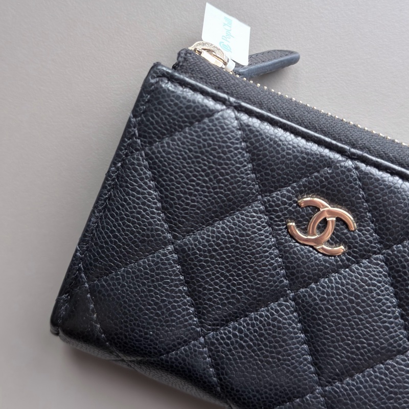 Chanel L型拉鍊三折迷你短夾/黑金/芯片款/95新-9