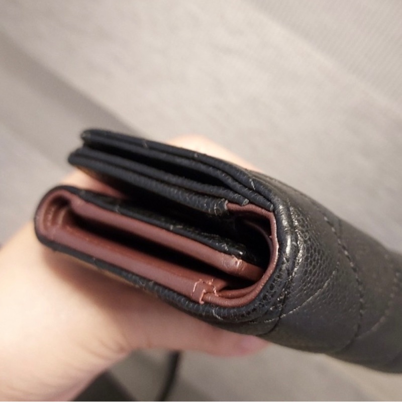 Chanel L型拉鍊三折迷你短夾/黑金/芯片款/95新-12