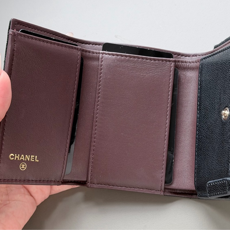 Chanel L型拉鍊三折迷你短夾/黑金/芯片款/95新-13