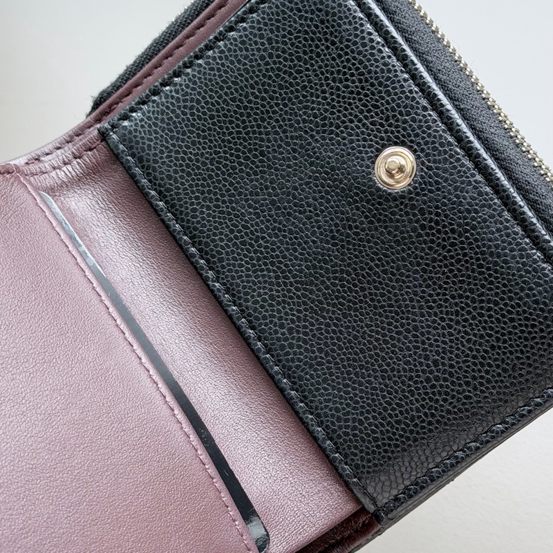 Chanel L型拉鍊三折迷你短夾/黑金/芯片款/95新-14