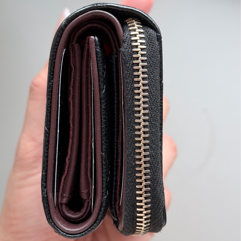 Chanel L型拉鍊三折迷你短夾/黑金/芯片款/95新-18