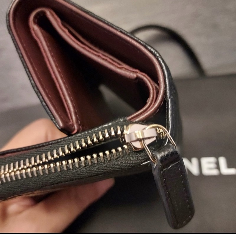 Chanel L型拉鍊三折迷你短夾/黑金/芯片款/95新-20