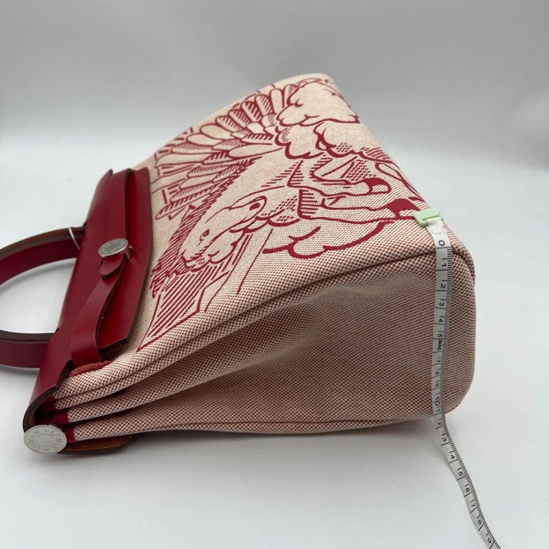 愛馬仕Hermes Herbag31 紅色拼皮飛馬 單肩手提包👜-3