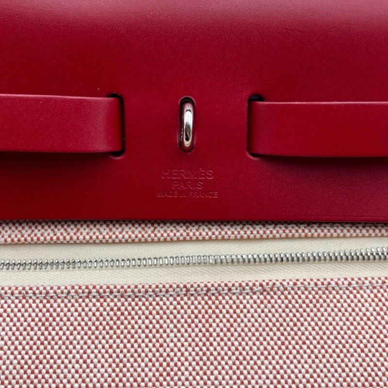 愛馬仕Hermes Herbag31 紅色拼皮飛馬 單肩手提包👜-10