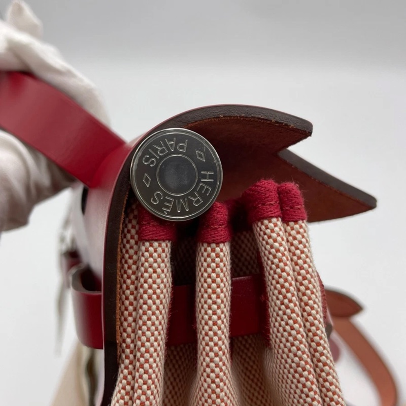 愛馬仕Hermes Herbag31 紅色拼皮飛馬 單肩手提包👜-12