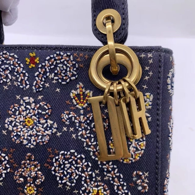 Christian Dior Mini Lady Dior 托特包 藍色戴妃包 柴包 肩背包-10