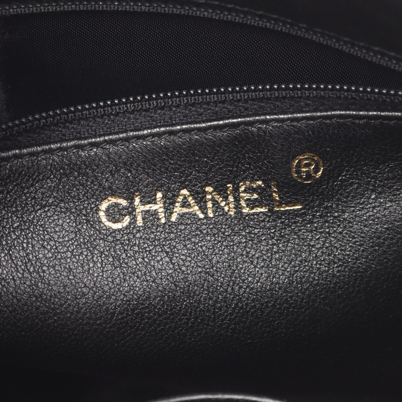 香奈兒菱形絎縫斜背包鏈條單肩包小羊皮黑色 GHW 二手-3