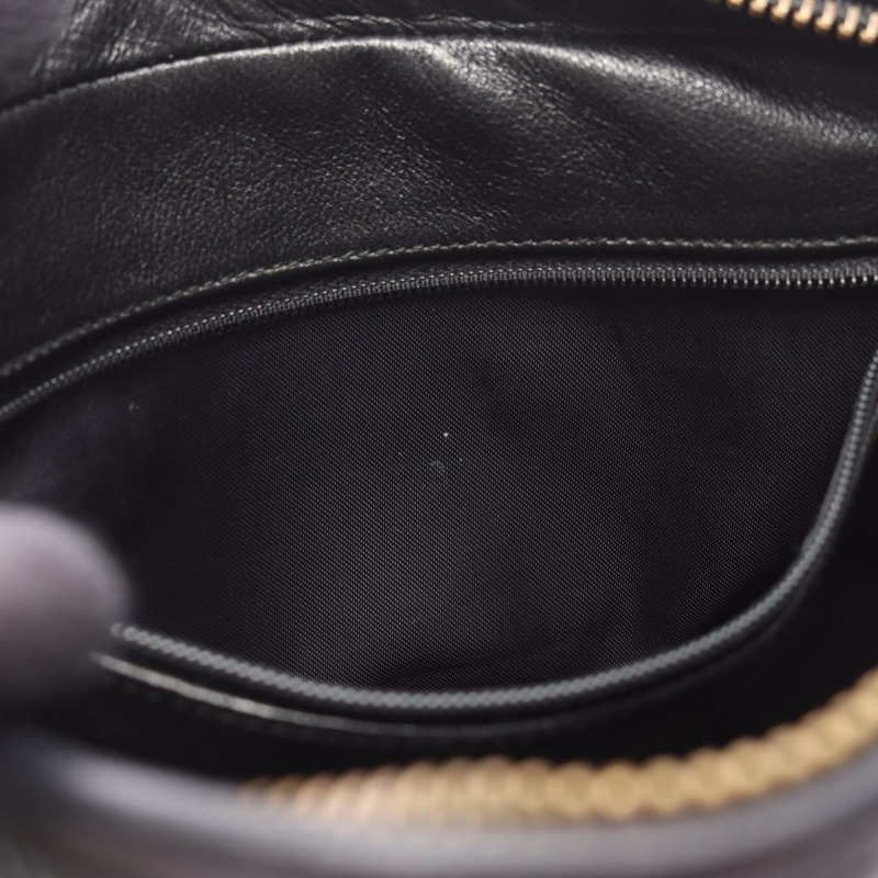 香奈兒菱形絎縫斜背包鏈條單肩包小羊皮黑色 GHW 二手-5