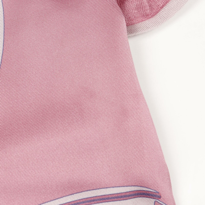 HERMES Twillaine ex-libris T卹針織衫絲質羊絨粉紅二手女款#34-4