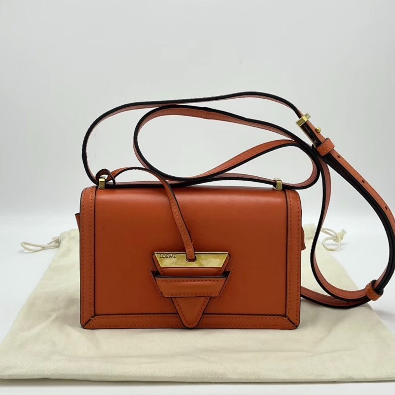 LOEWE 橘色巴塞羅那三角肩背斜背包19*12*7 98新配件塵袋-0