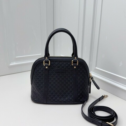 GUCCI 黑色 牛皮壓紋 貝殼包 手提包肩背包