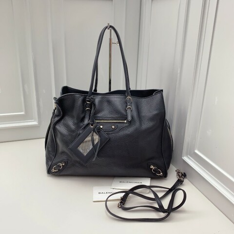 Balenciaga papier黑銀機車手提包 肩背包斜背包
