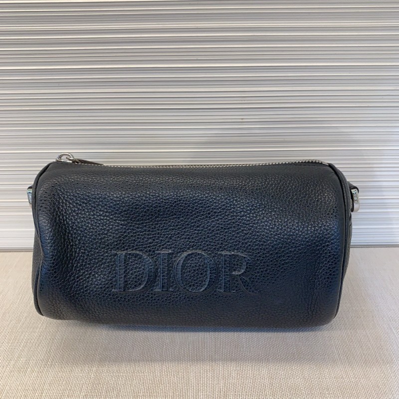 Dior迪奧 全皮黑色牛皮斜背圓筒包 男女通用-1