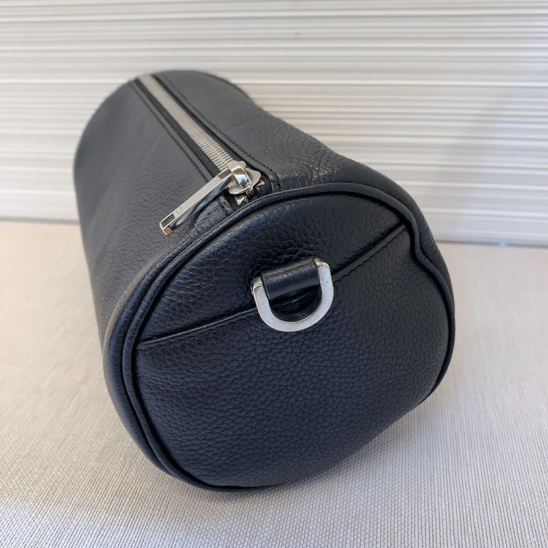 Dior迪奧 全皮黑色牛皮斜背圓筒包 男女通用-3