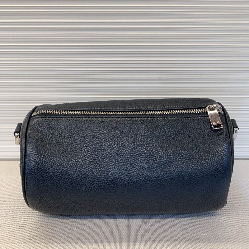 Dior迪奧 全皮黑色牛皮斜背圓筒包 男女通用-4