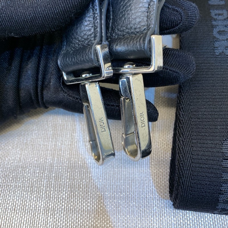 Dior迪奧 全皮黑色牛皮斜背圓筒包 男女通用-7