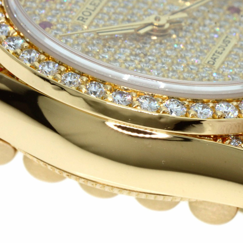 Rolex 69158ZR Datejust 正品鑽石與紅寶石手錶 18K 黃金/18KYG/18KYG 女士勞力士-17