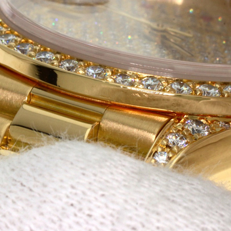 Rolex 69158ZR Datejust 正品鑽石與紅寶石手錶 18K 黃金/18KYG/18KYG 女士勞力士-18