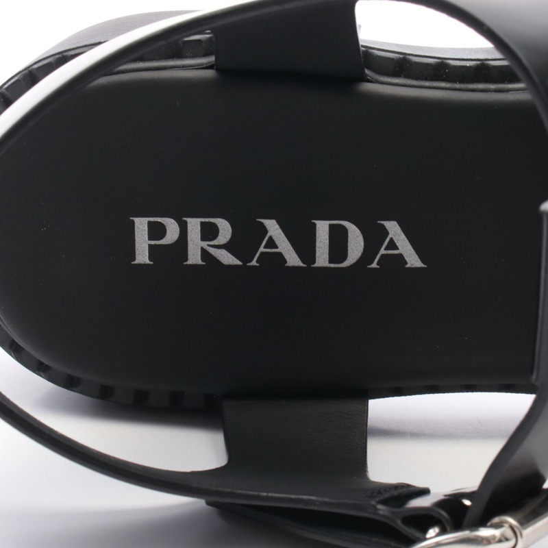 PRADA 漁夫涼鞋 2X3084 皮革 黑色 三角形標誌 男士 #8-4