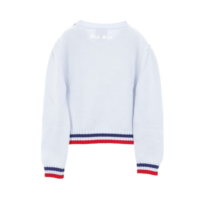 Miu Miu × Disney 套頭毛衣 針織 羊毛 藍色 海軍藍 紅色 尺寸 40 二手 女款-1