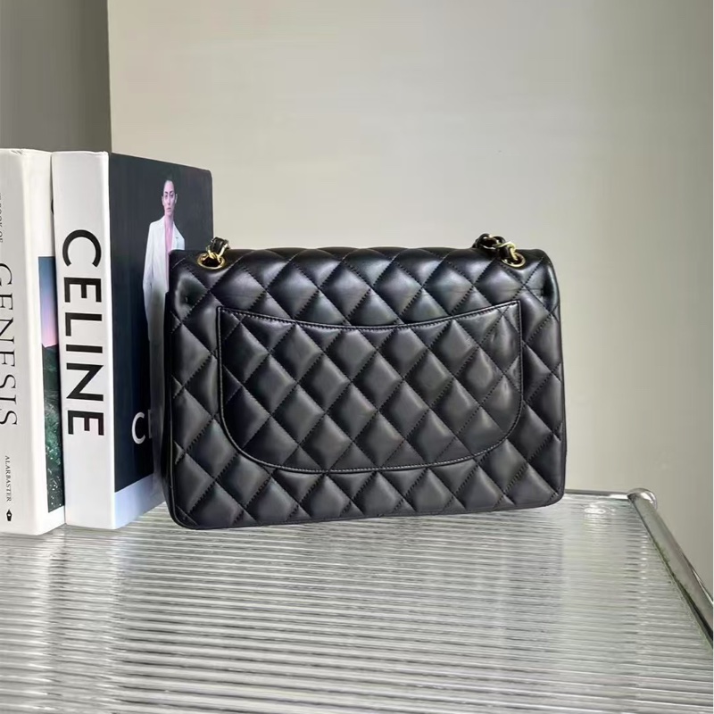 🔥新到：99🆕 Chanel/香奈兒黑金雙蓋 cf 大號單肩斜挎包25開，尺寸：33*23cm-1