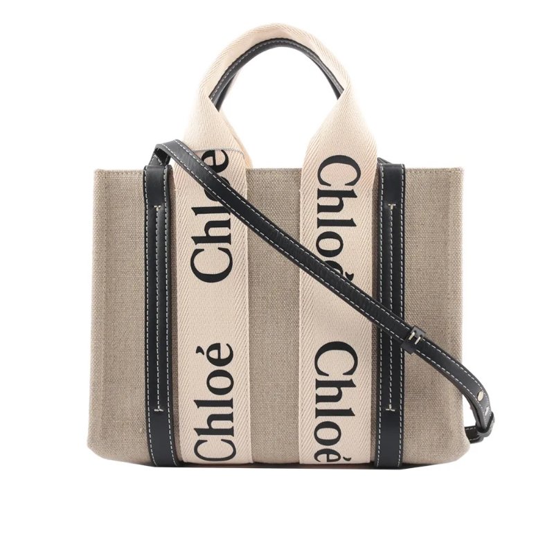 🎁雙11送禮自用兩相宜🎁 全新正品【 Chloe’ 蔻依 】WOODY TOTE BAG 帆布兩用托特包(小號/深藍色)(下單前須先私訊)-0