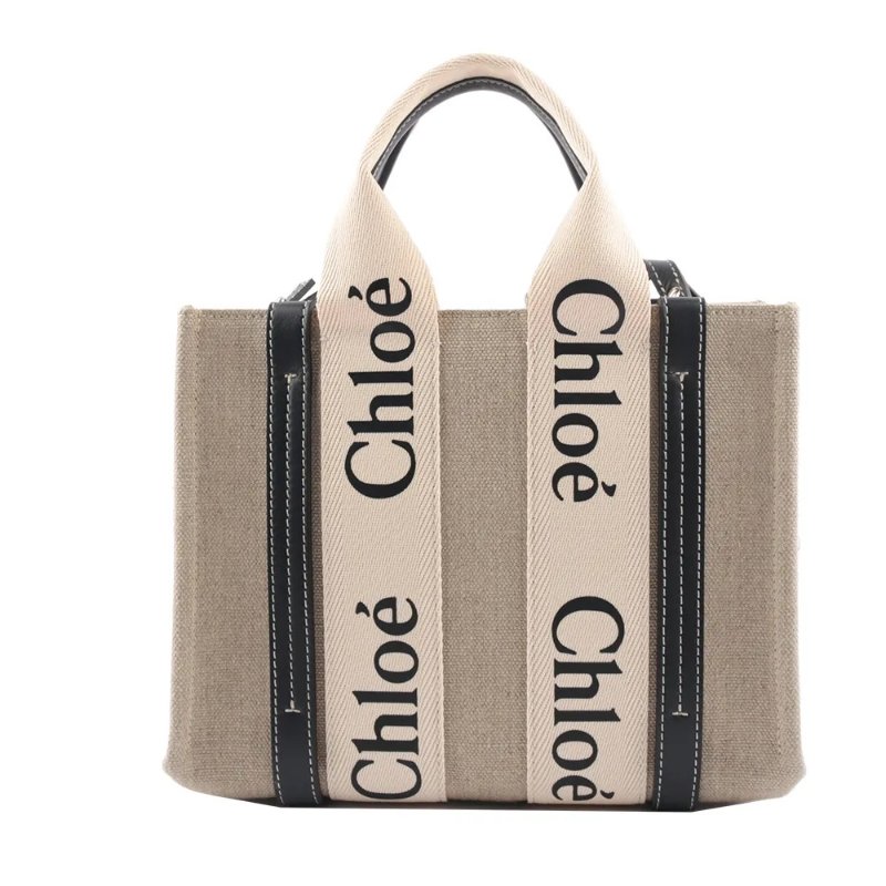 🎁雙11送禮自用兩相宜🎁 全新正品【 Chloe’ 蔻依 】WOODY TOTE BAG 帆布兩用托特包(小號/深藍色)(下單前須先私訊)-1