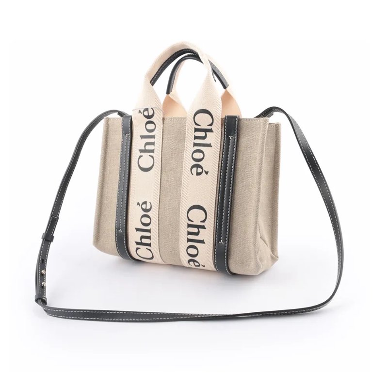 🎁雙11送禮自用兩相宜🎁 全新正品【 Chloe’ 蔻依 】WOODY TOTE BAG 帆布兩用托特包(小號/深藍色)(下單前須先私訊)-3