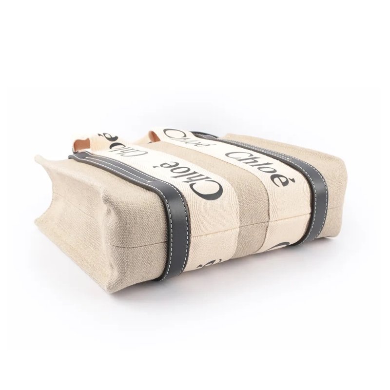 🎁雙11送禮自用兩相宜🎁 全新正品【 Chloe’ 蔻依 】WOODY TOTE BAG 帆布兩用托特包(小號/深藍色)(下單前須先私訊)-4